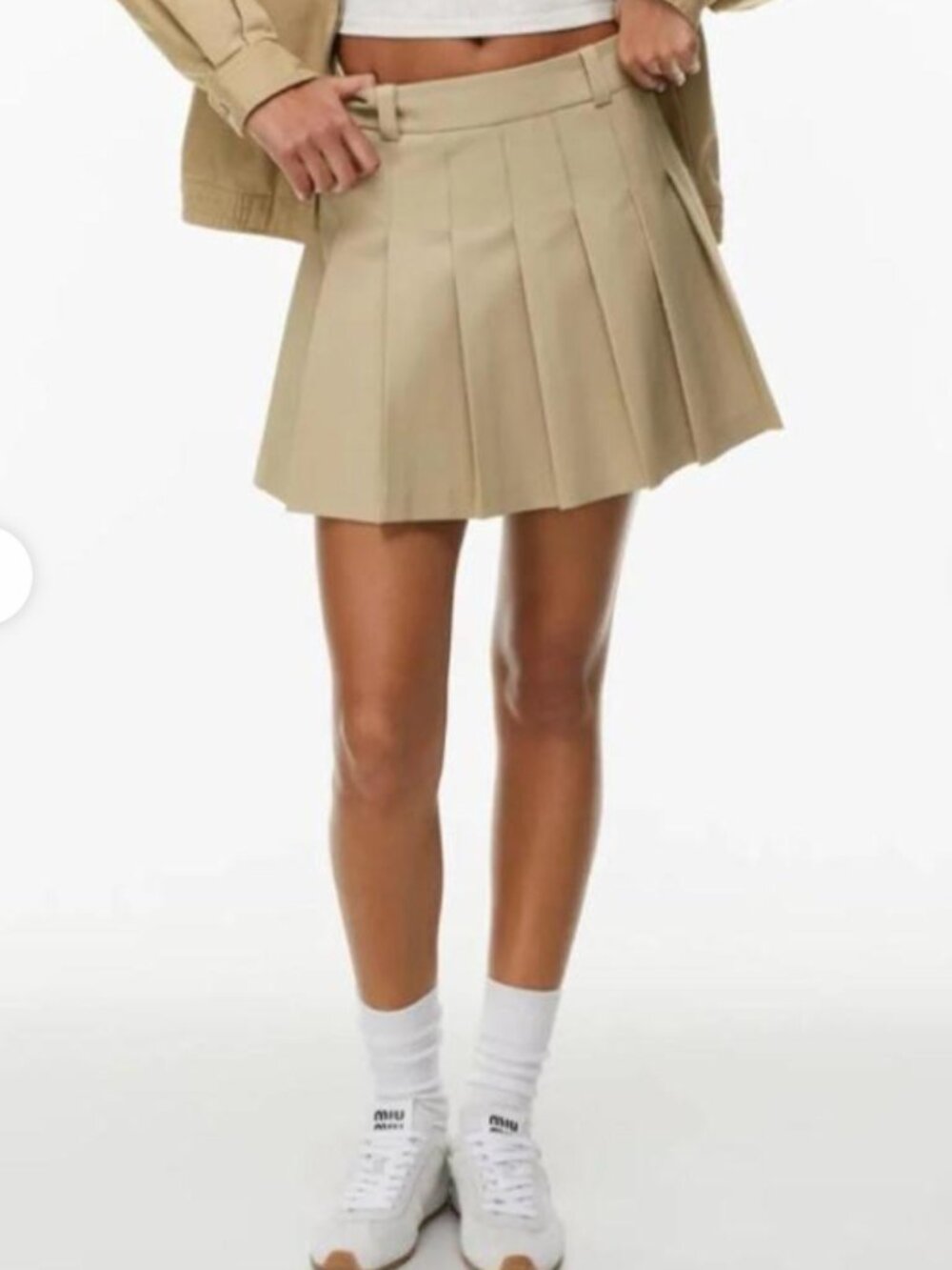 Aritzia Sunday Best Micro Pleated Skirt - Wicker Tan (4)